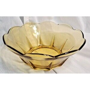 Vintage Swedish Modern Anchor Hocking 8" Serving Bowl Glass Amber Color